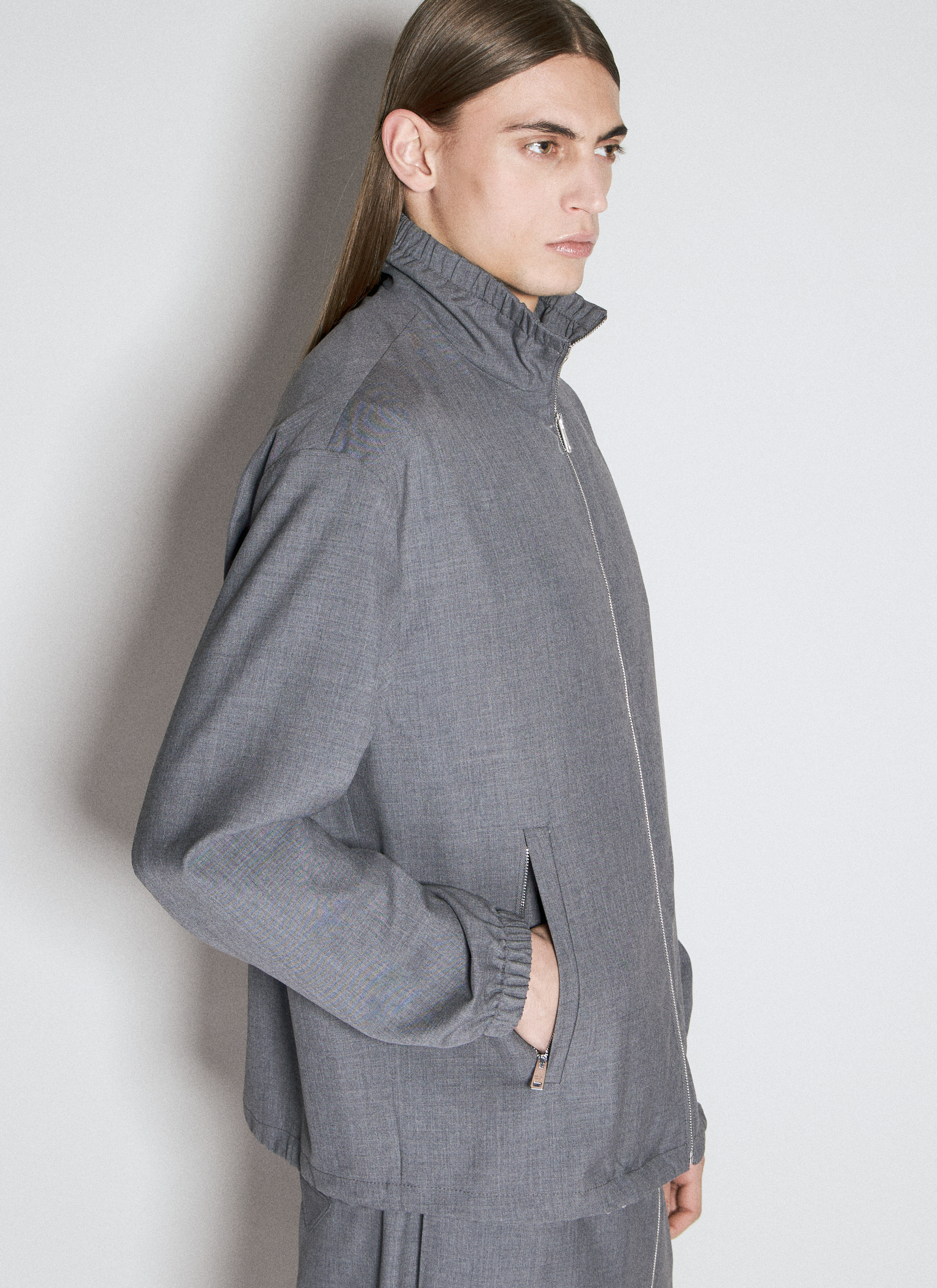Prada Men's' Zipped Wool Jacket in Grey | LN-CC®