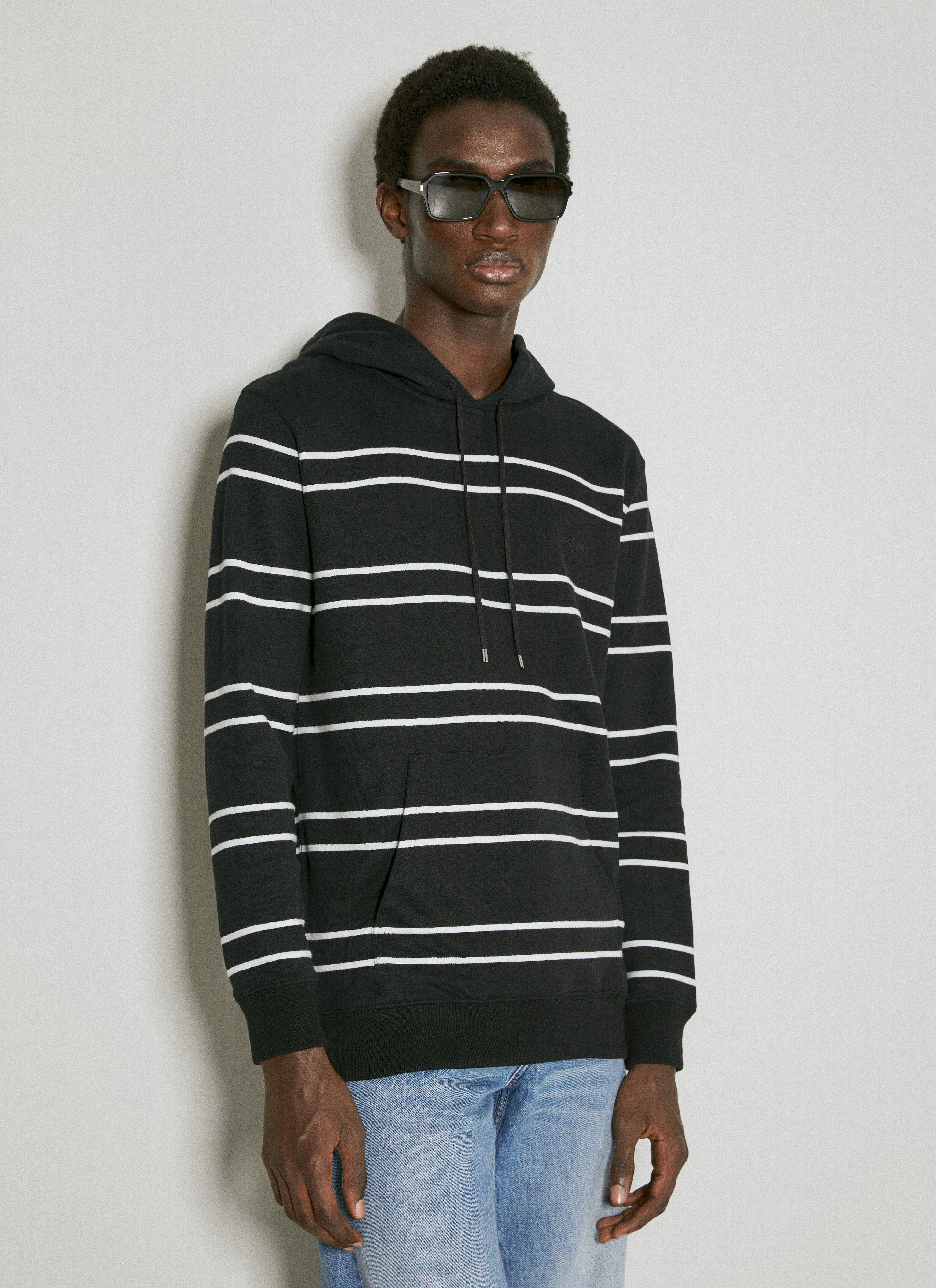 Awake NY Striped Hooded Sweatshirt Black awk0156008