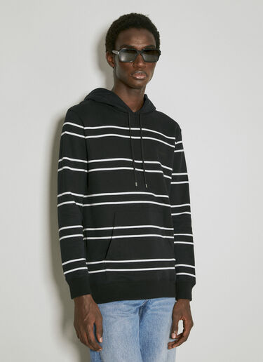 Saint Laurent Striped Hooded Sweatshirt Black sla0154022