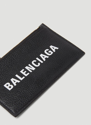 Balenciaga Logo Print Card Holder with Strap Black bal0248103