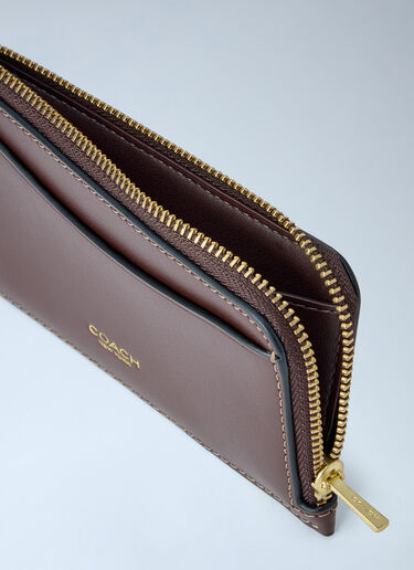 Coach Leather New York Zip Card Case Brown coa0265015