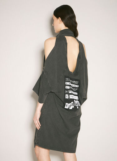 Multi-Scarf Rock Print Dress Y/Project Multi-Scarf Rock Print Dress Black ypr0258017