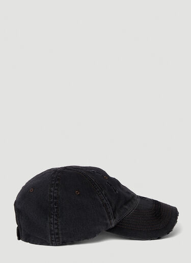 Balenciaga Distressed Denim Baseball Cap Black bal0250038
