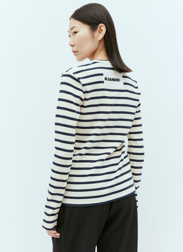 Jil Sander+ 条纹罗纹上衣 白色 jsp0255014