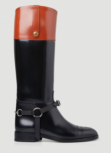 Gucci Zelda Harness Knee High Riding Boots Black guc0247103