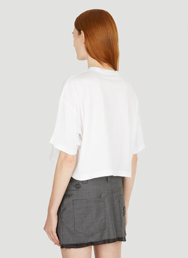 Miu Miu 디스트레스트 로고 T-셔츠 화이트 miu0251002