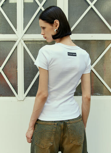 Marine Serre Logo Embroidery T-Shirt White mrs0254018