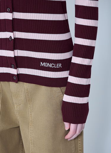 Moncler Ribbed Knit Striped Cardigan Pink mon0264032