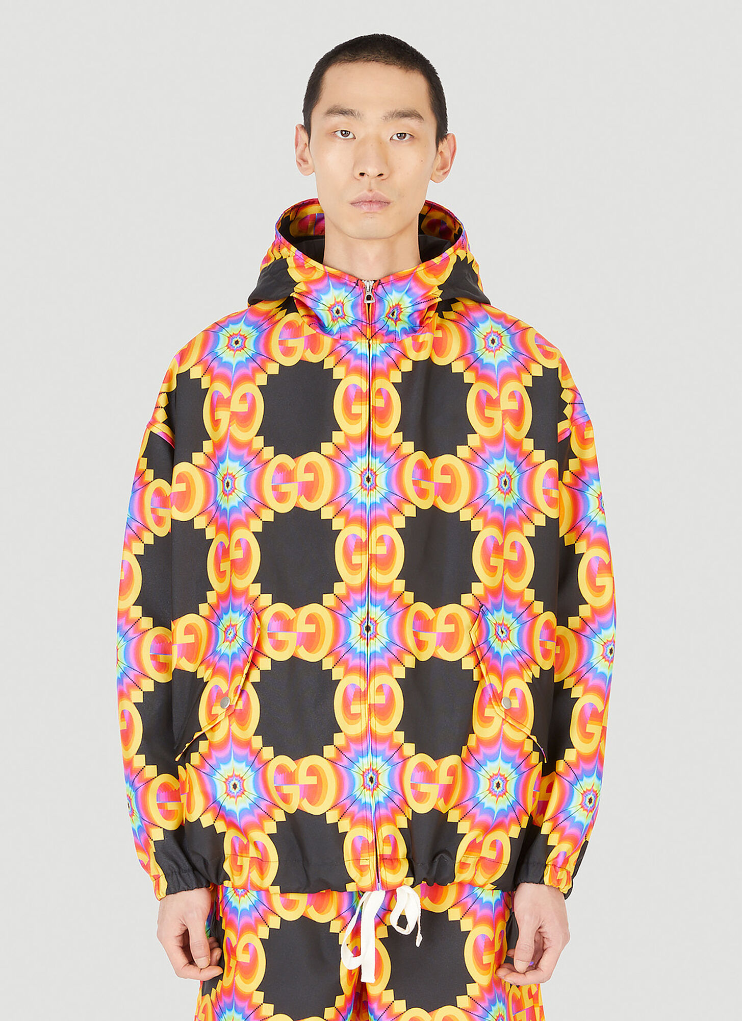 Gucci Multicolour Jacket With Gg Graphic Pattern In Orange