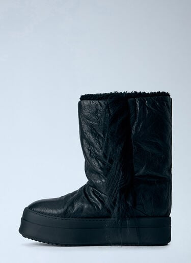 LN-CC® - Rick Owens: Fringed Mega Bumper Lunar Boots - Black Rick Owens Fringed Mega Bumper Lunar Boots Black ric0165018