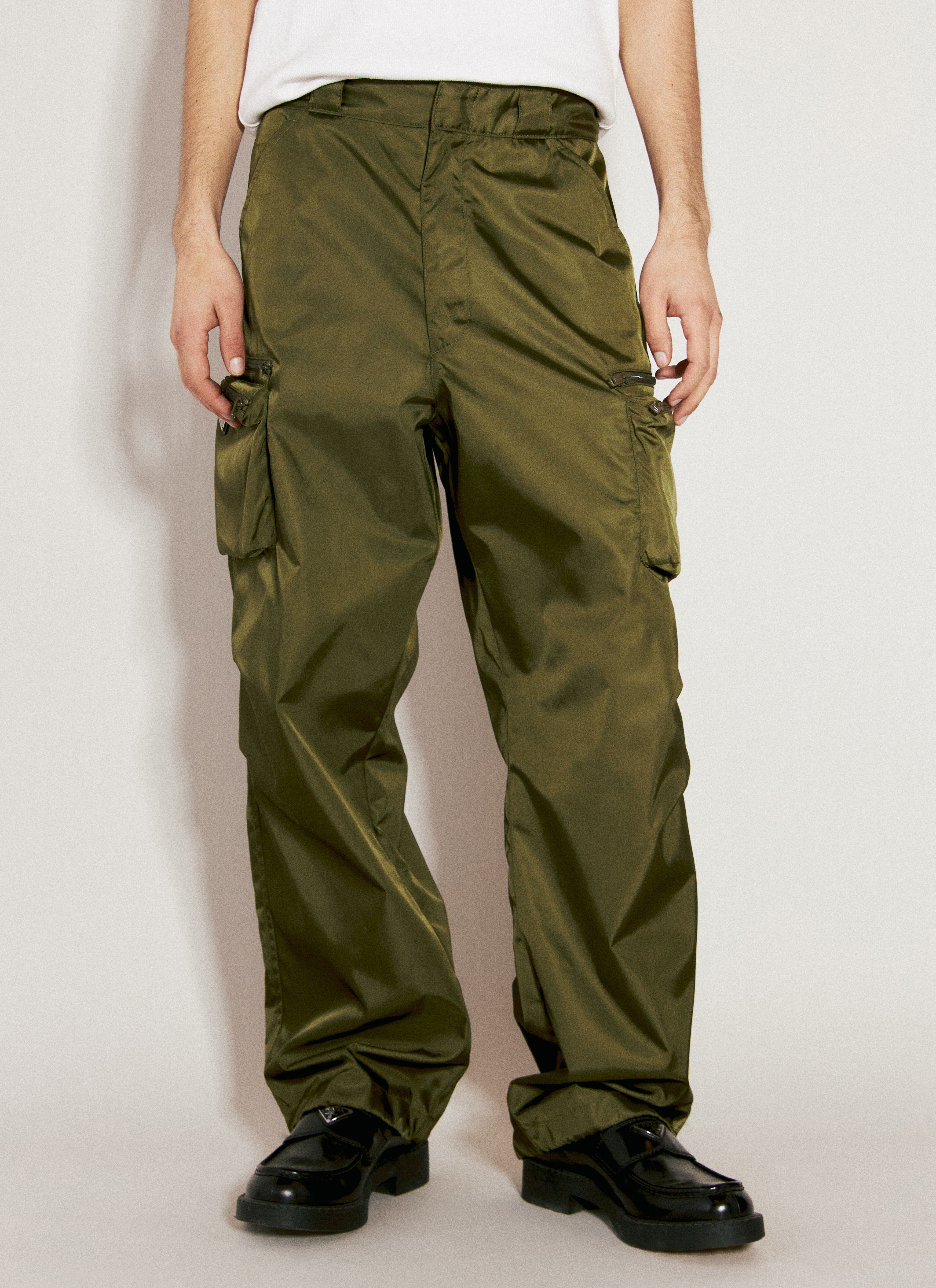 Prada 再生尼龙工装长裤 绿色 pra0156021