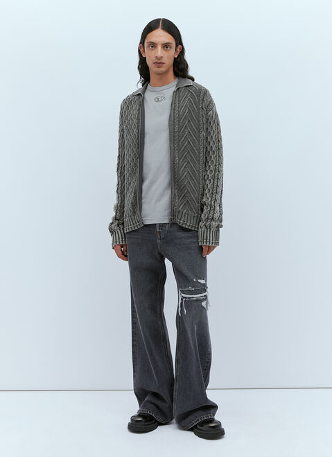 A.P.C. K-Epano Washed Cable Knit Cardigan Grey apc0154002
