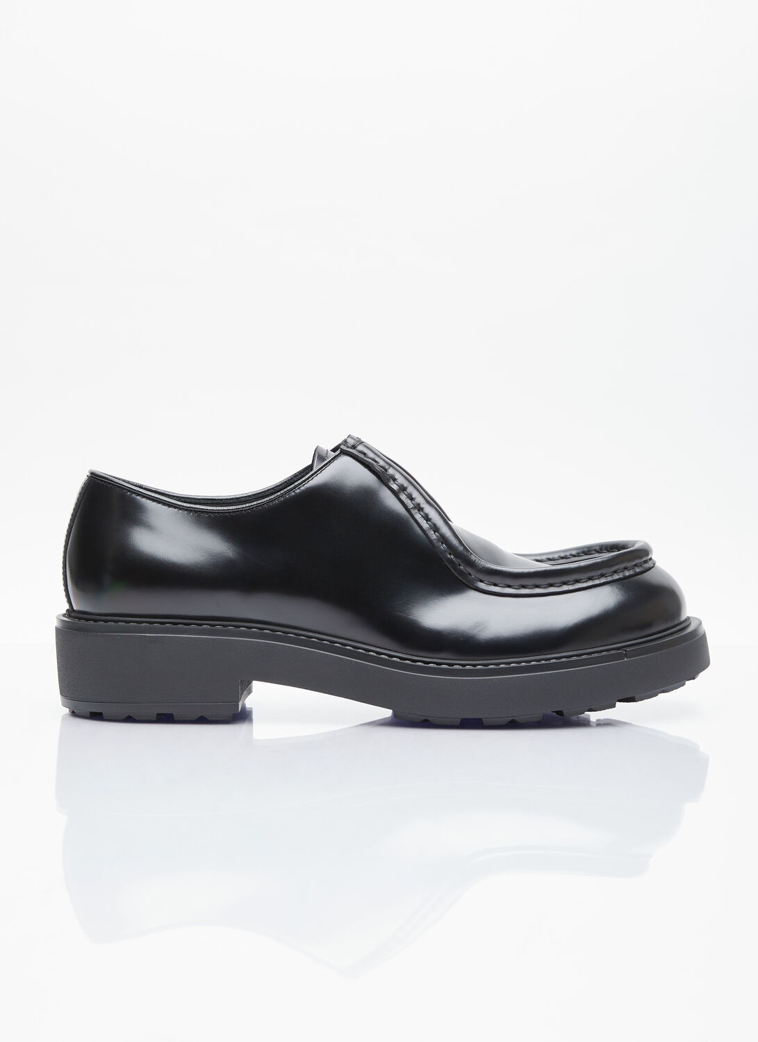 Shop Prada Leather Lace-up Shoes In Black