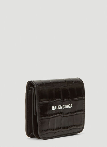 Balenciaga Cash Flap Croc-Embossed Wallet Black bal0243076