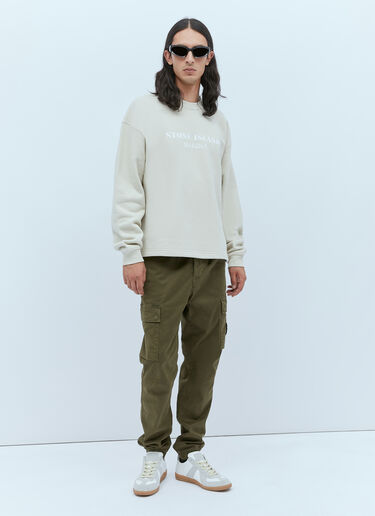 Stone Island Logo Print Sweatshirt Beige sto0154012