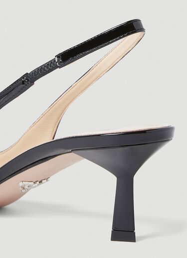 Prada Patent Slingback Kitten Heels Black pra0253008