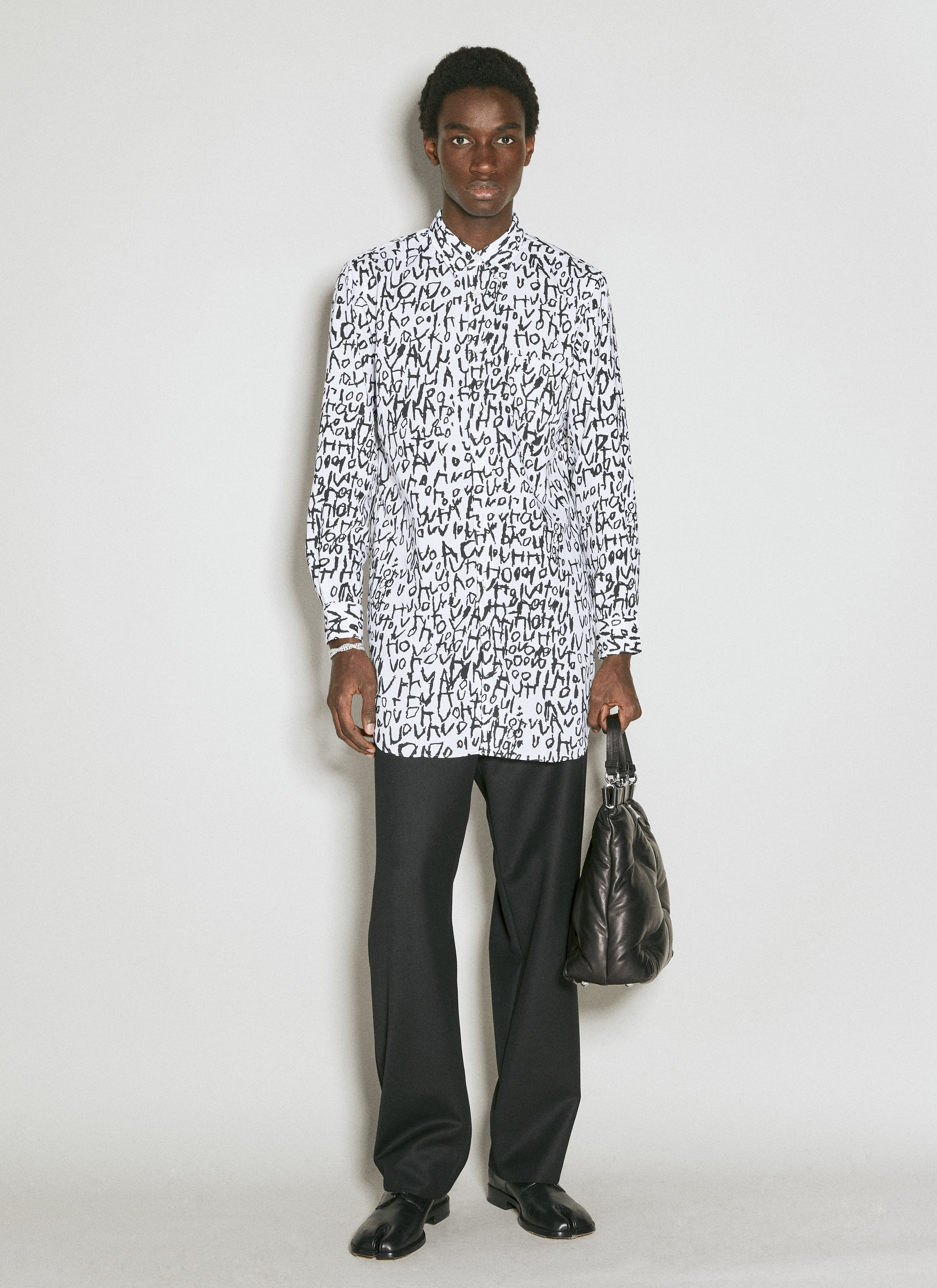 Comme des Garcons Homme Plus Men s Logo Print Shirt in White LN CC