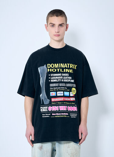 Vetements Dominatrix Hotline 超大 T 恤 黑色 vet0160006
