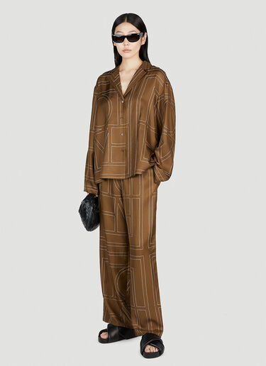 TOTEME Monogram Silk Pyjama Top Brown tot0253027