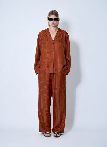 TOTEME Monogram Silk Pants Orange tot0261019