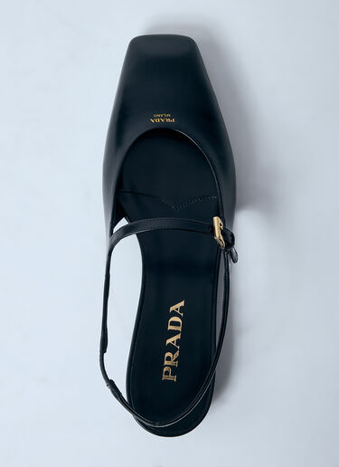 Prada Leather Slingback Ballerina Pumps Black pra0259003