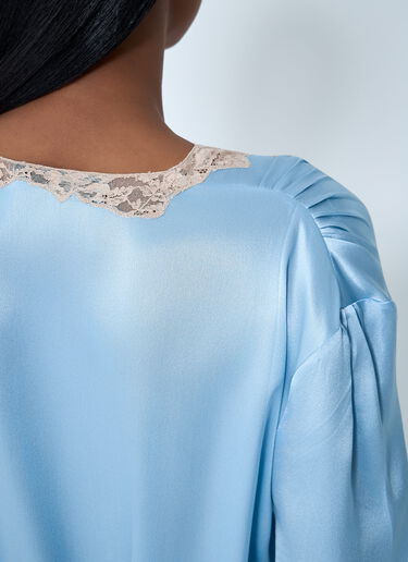 Satin Crepe And Lace Dress Prada Satin Crepe And Lace Dress Light Blue pra0262100