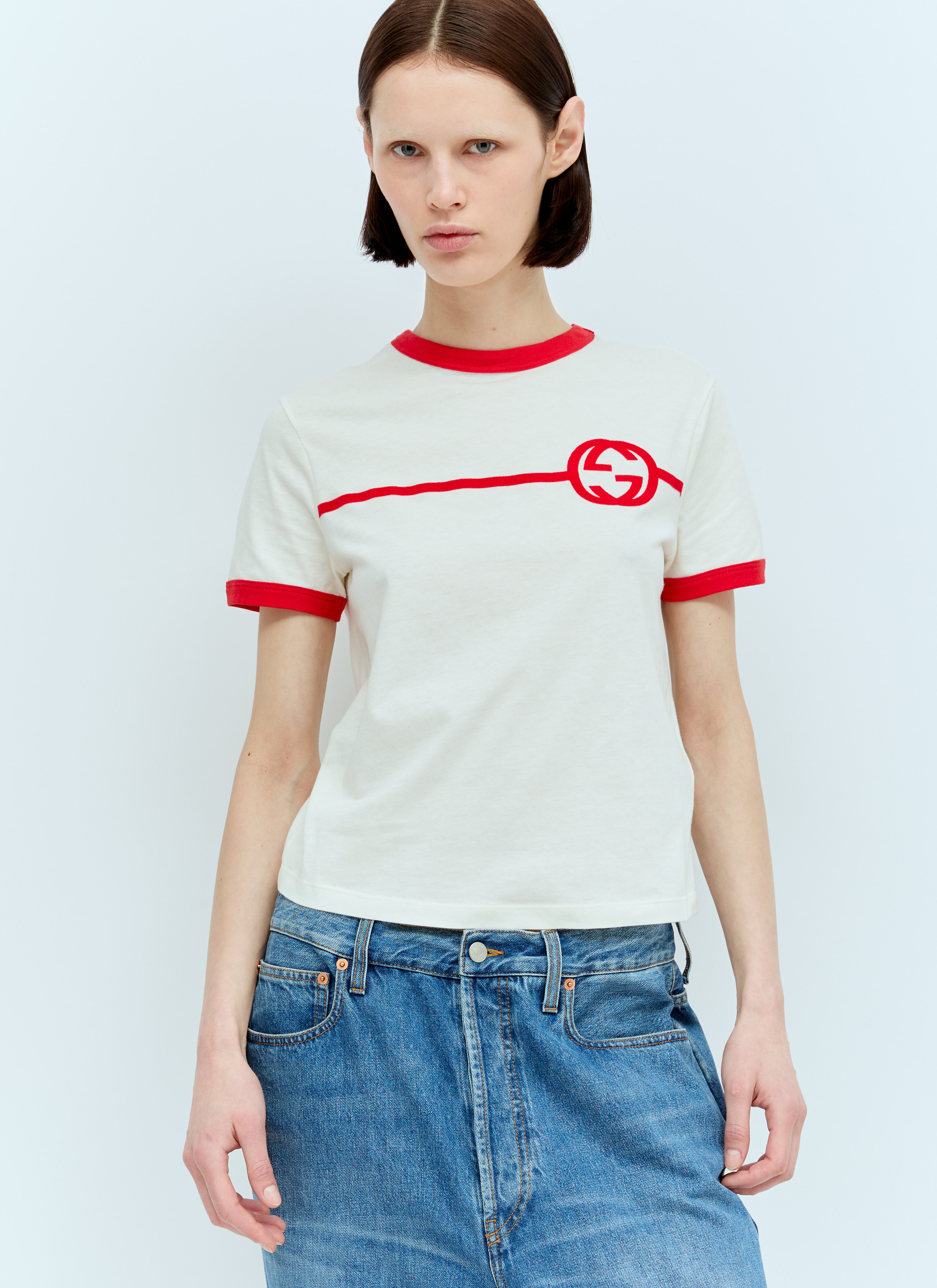 Gucci Women s Logo Print T Shirt in White LN CC