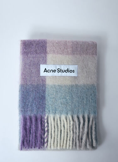 Acne Studios Mohair Check Scarf Purple acn0259018