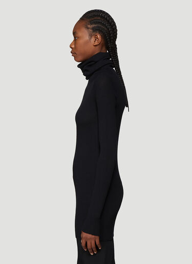 Rick Owens Ribbed Knit Roll Neck Top Black ric0237011