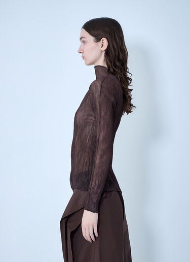 Issey Miyake Chiffon Twist Top Brown ism0264004