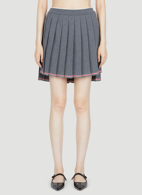 Thom Browne Pleated Wool-Knit Mini Skirt White thb0253021