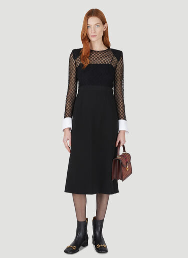 Gucci GG Embroidered Tulle Dress Black guc0247016