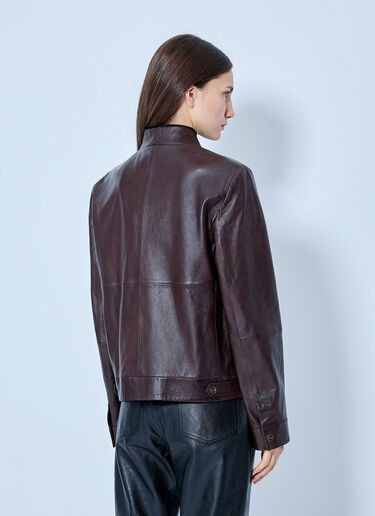 LN-CC® - Max Mara: High-Collar Leather Jacket - Dark Brown Max Mara High-Collar Leather Jacket Dark Brown max0265214