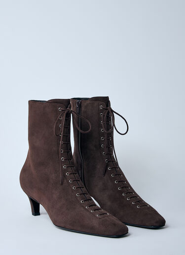 TOTEME Suede Lace-Up Boots Black tot0260017
