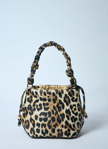 GANNI Leopard Bou Bucket Bag Brown gan0259060