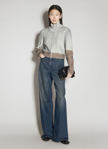 MM6 Maison Margiela High Collar Zip Cardigan Grey mmm0253003