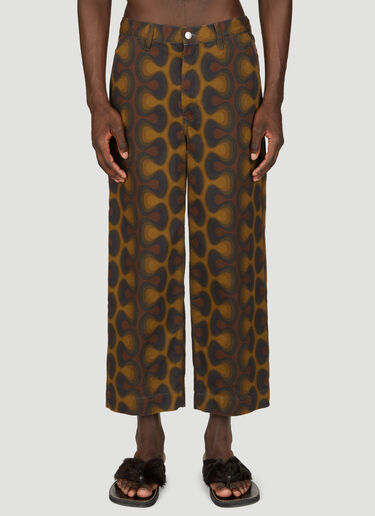 Dries Van Noten 그래픽 프린트 크롭 팬츠  브라운 dvn0156007