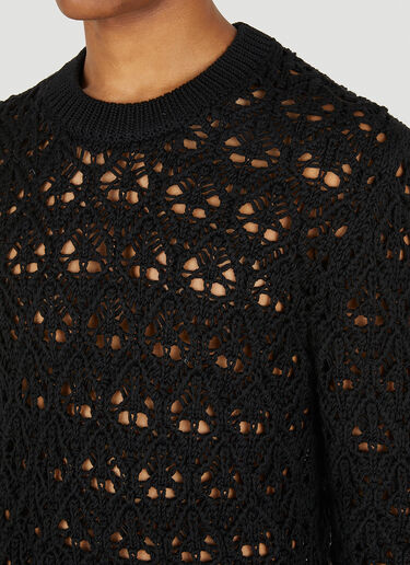 Dolce & Gabbana Wool Lace-Stitch Knit Top Black dol0148007