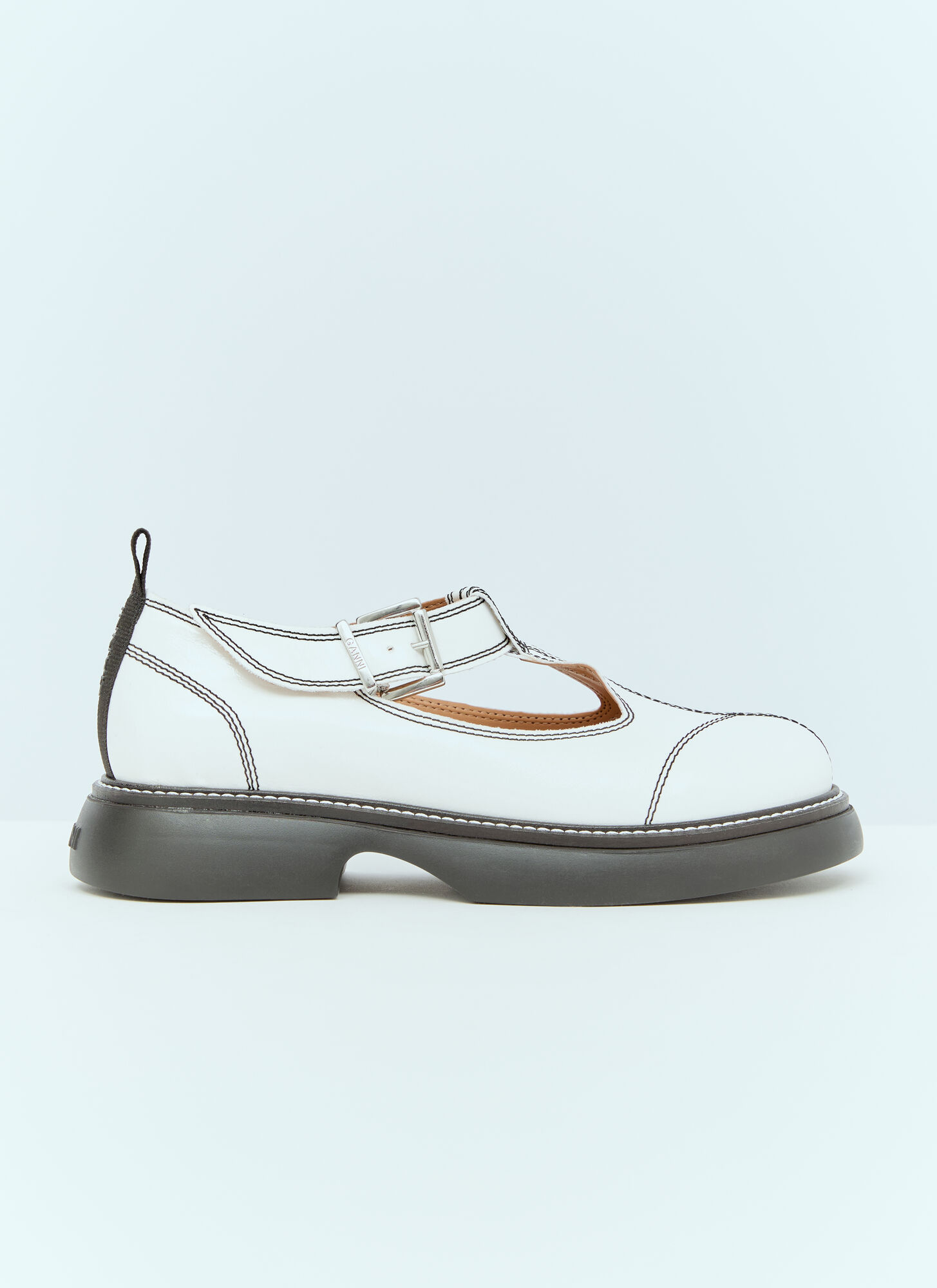 Shop Ganni Everyday Buckle Mary Jane Shoes In White