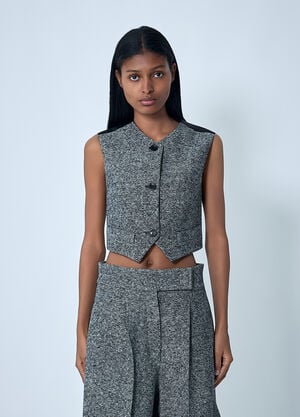 Max Mara Tailored Wool-And-Silk Waistcoat Grey max0262004
