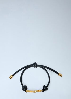 Saint Laurent Cassandre Cord Bracelet Black sla0263110