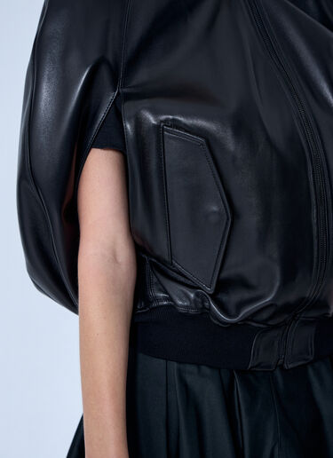 LN-CC® - Balenciaga: Structured Leather Bomber Jacket - Black Balenciaga Structured Leather Bomber Jacket Black bal0264005