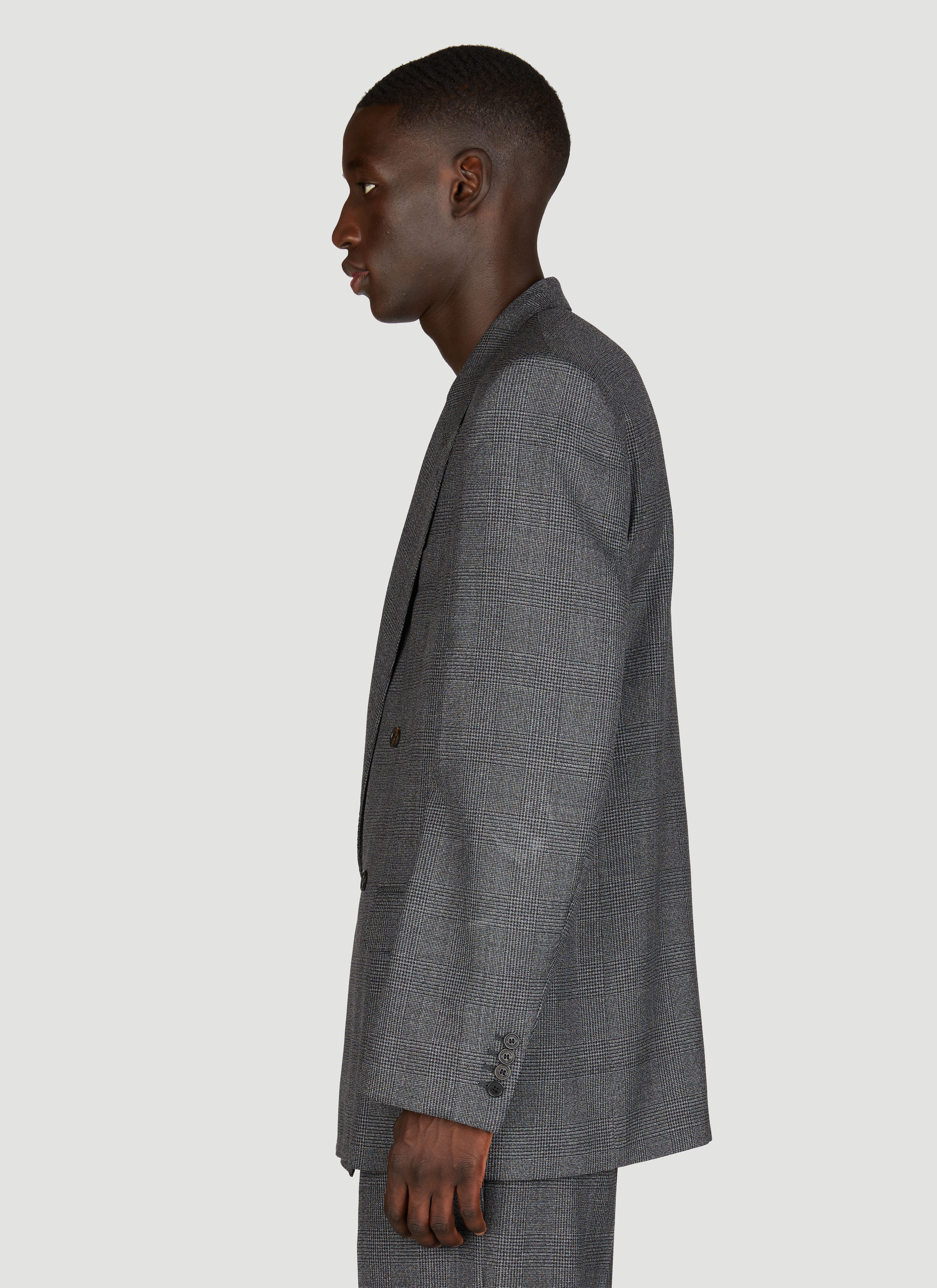 Balenciaga Men's' Prince Of Wales Regular Fit Blazer in Grey | LN-CC®