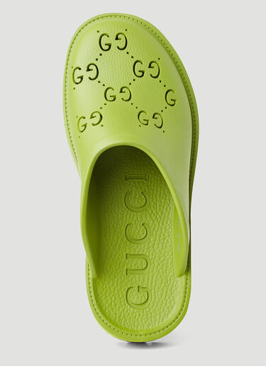 Gucci Perforated G Slip Ons Green guc0145070