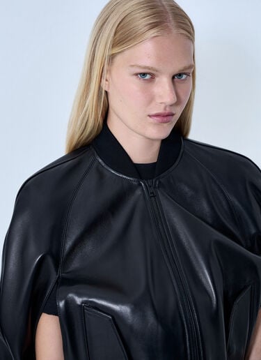 LN-CC® - Balenciaga: Structured Leather Bomber Jacket - Black Balenciaga Structured Leather Bomber Jacket Black bal0264005