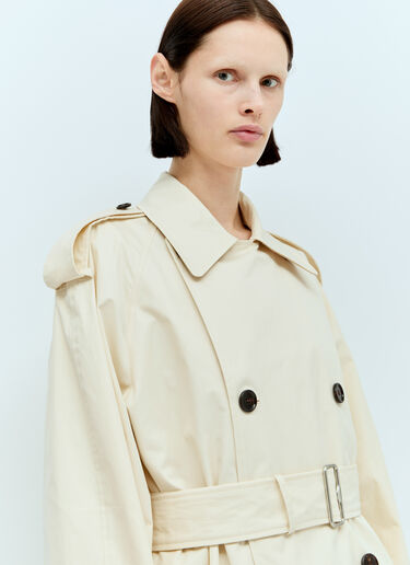 Burberry Long Gabardine Trench Coat Cream bur0255044