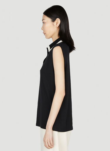 Saint Laurent Sleeveless Polo Shirt Black sla0252026