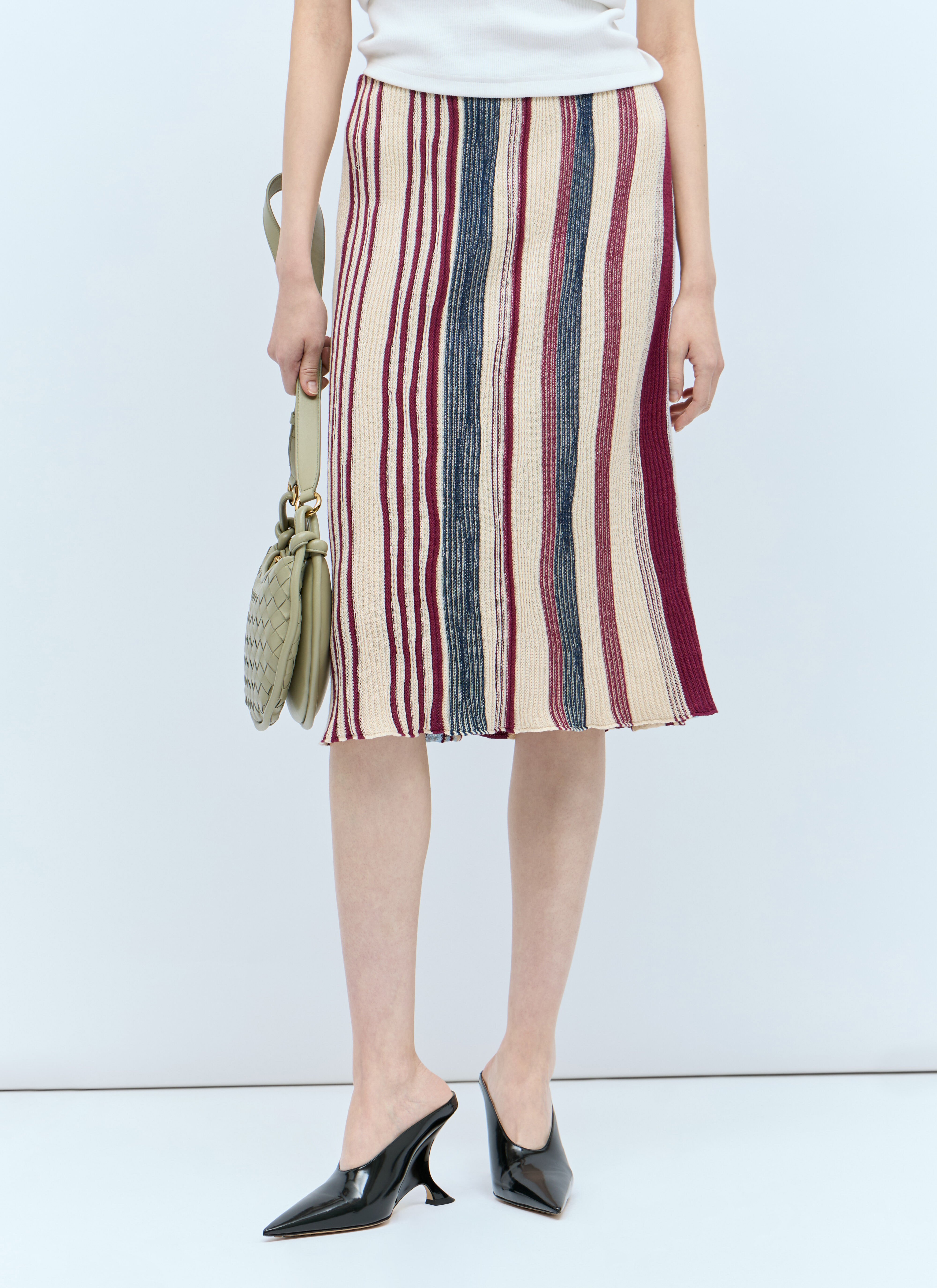 Bottega Veneta Stripe Knit Midi Skirt Pink bov0255089