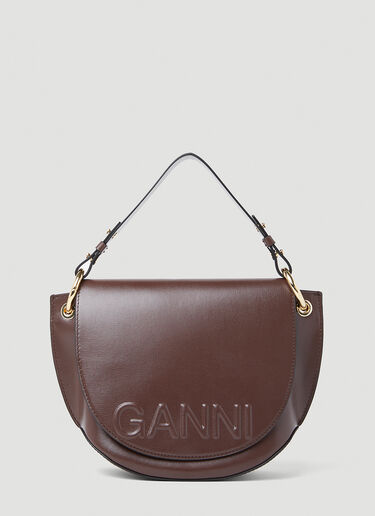 GANNI Banner Saddle Handbag Brown gan0253040