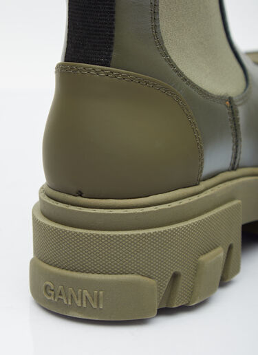 GANNI Cleated Mid Chelsea Boots Green gan0254031